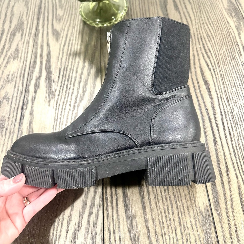 ASOS New Look Zip Front Flat Chunky Chelsea Boot Black - Picture 9 of 11